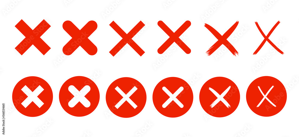 Poster cross mark icon. x mark icon set. no wrong symbol. no checkmark sign symbol