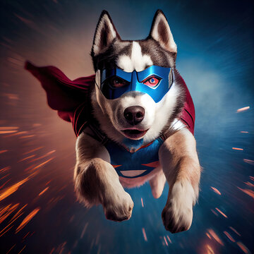 Husky Dog As A Superhero, Generative AI