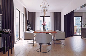 interior of modern dining room