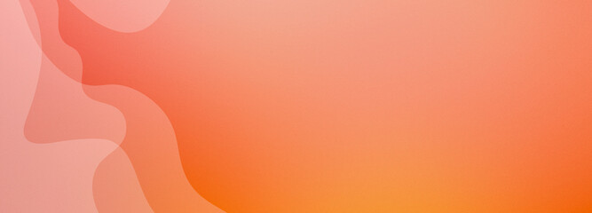 Abstract geometrical orange gradient digital web horizontal banner design template blank with place for text . Wavy liquid transparent white shapes.