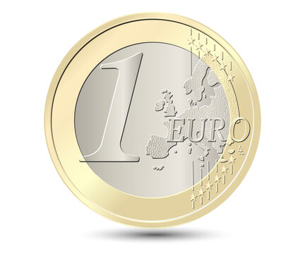 One euro coin. Reverse coin. Vector illustration.
