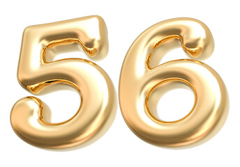 3D Gold Modern Number 56