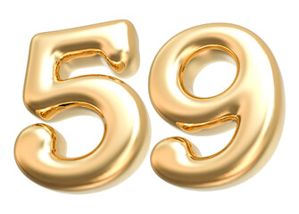 3D Gold Modern Number 59