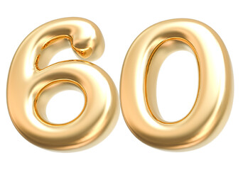 3D Gold Modern Number 60