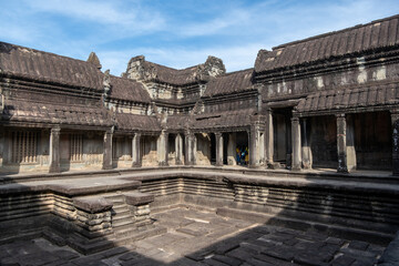 The view inside the biggest temple complex in the world - Angkor Wat, Cambodia