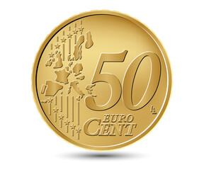 Fifty euro cent coin. Reverse coin. Vector illustration.