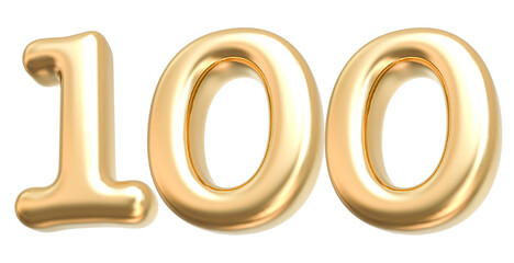 3D Gold Modern Number 100