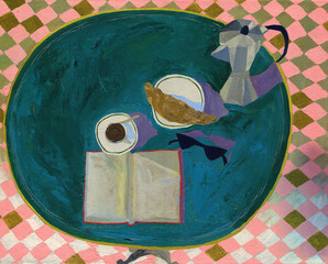 Oil painting still life. contemporary painting. 
