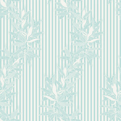 Seamless vintage floral lace pattern. Striped background