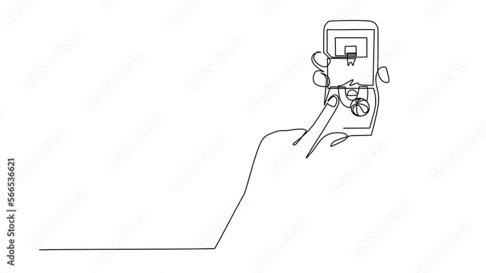 Aufkleber self drawing animation of single line draw basketball online application. mobile basketball. mobile 