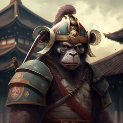 cool royal monkey soldier illustration
generative ai