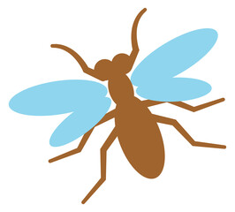 Fly icon. Winged insect symbol. Bug sign