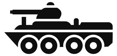 Armored military transport. Black army vehicle icon
