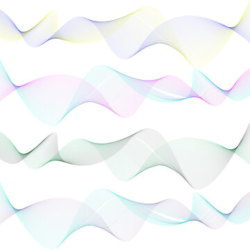 Wavy Abstract Vector Background. Curve Wave Seamless Pattern. Line Art Striped Graphic Template. Vector Illustration And PNG