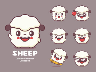 cute sheep cartoon character animal vector illustration