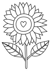 Sunflower line art doodle hand drawn