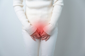 Woman having Stomach pain. Ovarian and Cervical cancer, Cervix disorder, Endometriosis,...