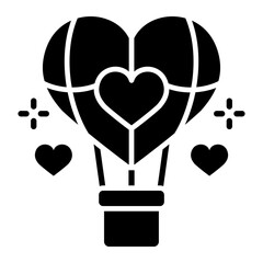 Hot Air Balloon Glyph Icon