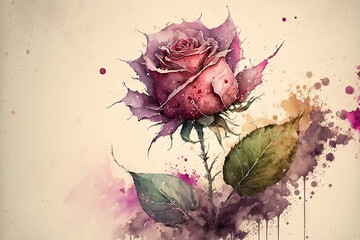 Rose watercolor generative ai
