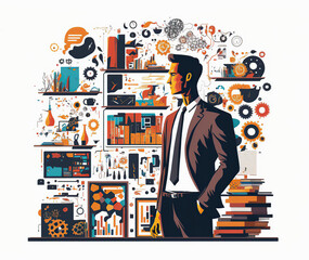 Business development, men taking part in business activities. Generative AI illustration.