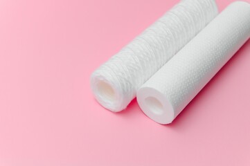cartridges for water filter on pink