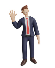 Fototapeta premium 3D rendering. businessman waving hello against a white background.
