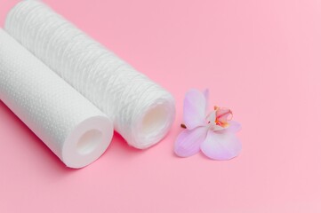 cartridges for water filter on pink