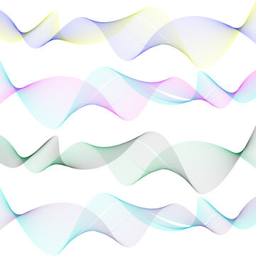 Wavy Abstract Vector Background. Curve Wave Seamless Pattern. Line Art Striped Graphic Template. Vector Illustration And PNG