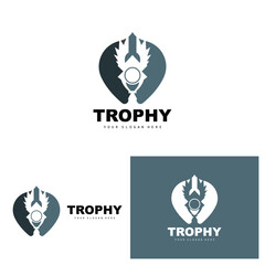 Championship Trophy Logo, Champion Award Winner Trophy Design, Vector Icon Template