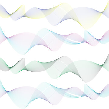 Wavy Abstract Vector Background. Curve Wave Seamless Pattern. Line Art Striped Graphic Template. Vector Illustration And PNG