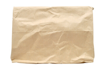 Brown crumple paper bag isolated on white background