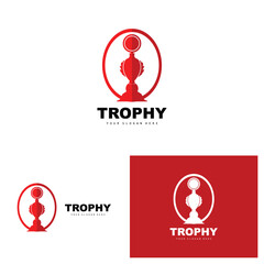 Championship Trophy Logo, Champion Award Winner Trophy Design, Vector Icon Template