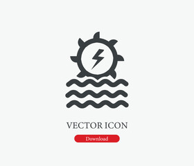 Hydropower vector icon. Editable stroke. Symbol in Line Art Style for Design, Presentation, Website or Mobile Apps Elements, Logo.  Hydropower symbol illustration. Pixel vector graphics - Vector