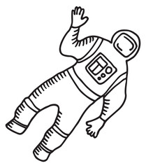 Spaceman suit sketch. Hand drawn space astronaut