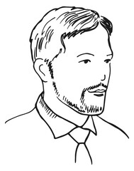 Fototapeta premium Male portrait sketch. Hand drawn man head