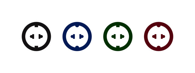 Electricity outlet socket power plug vector illustration in different circle background design.	