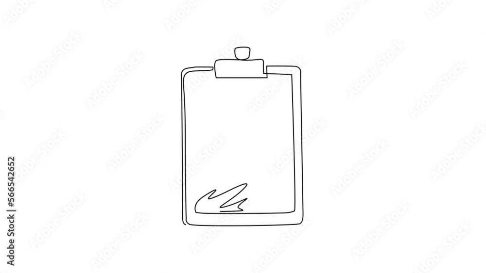 Poster self drawing animation of single line draw clipboard in trendy flat style isolated on white backgrou