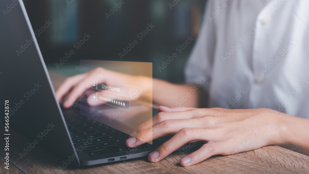 Poster businessman connected network with virtual icon,internet security concept, cyber security online, di