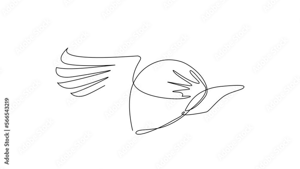 Poster animated self drawing of continuous line draw delivery service logo hat with wing icon inspiration f