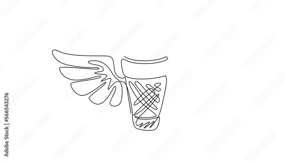 Aufkleber animated self drawing of continuous line draw ice cream cone with wings icon. winged frozen ice crea