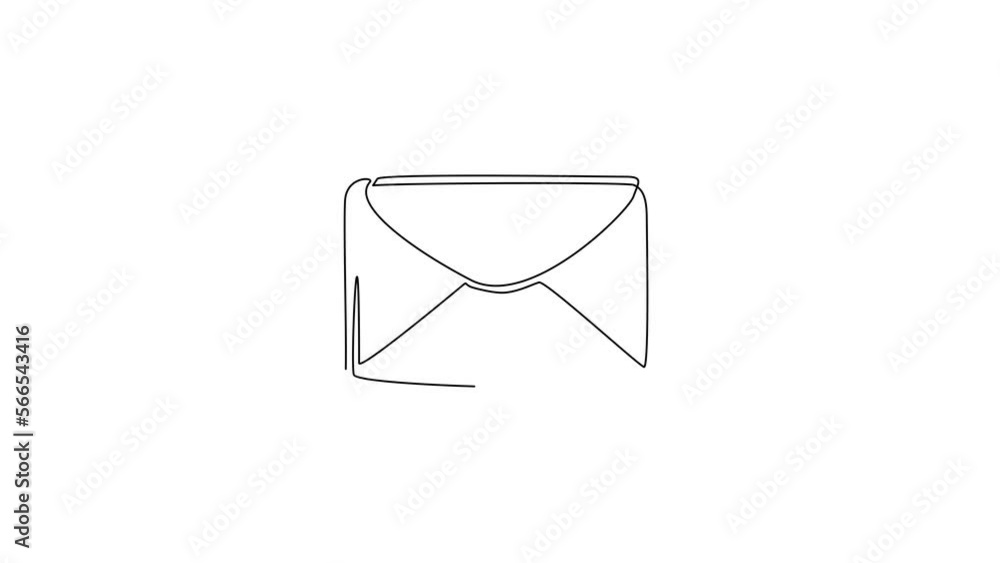 Poster self drawing animation of single line draw closed mail envelope icon. not read incoming message. dec