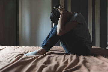 Women feeling lonely and sad, psychological and mental troubles, suffering from bad relationship or...