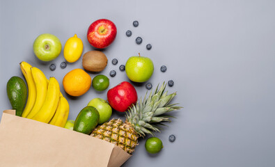 Shopping paper bag full of healthy food
