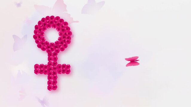 Woman's gender symbol with butterfly, International Womans day concept