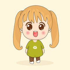 Cheerful Cute Girl Character Cartoon
