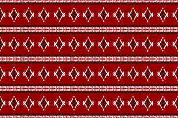 Abstract ikat red pattern art. Geometric ethnic ikat seamless pattern in tribal. American and Mexican style. Design for background, Vector illustration, fabric, clothing, carpet, batik, embroidery.
