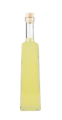 Limoncello or limoncino is an Italian lemon liqueur, yellow alcoholic drink in tall glass bottle.