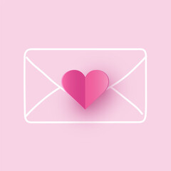Envelope with hearts. Concept of a love message. Design for Valentine’s Day. Vector illustration