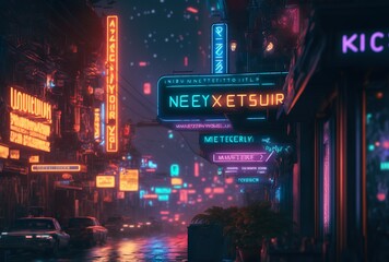 Obraz premium Background information on the Metaverse Neon City Network. generative ai
