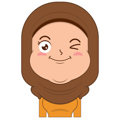 muslim girl smile face cartoon cute